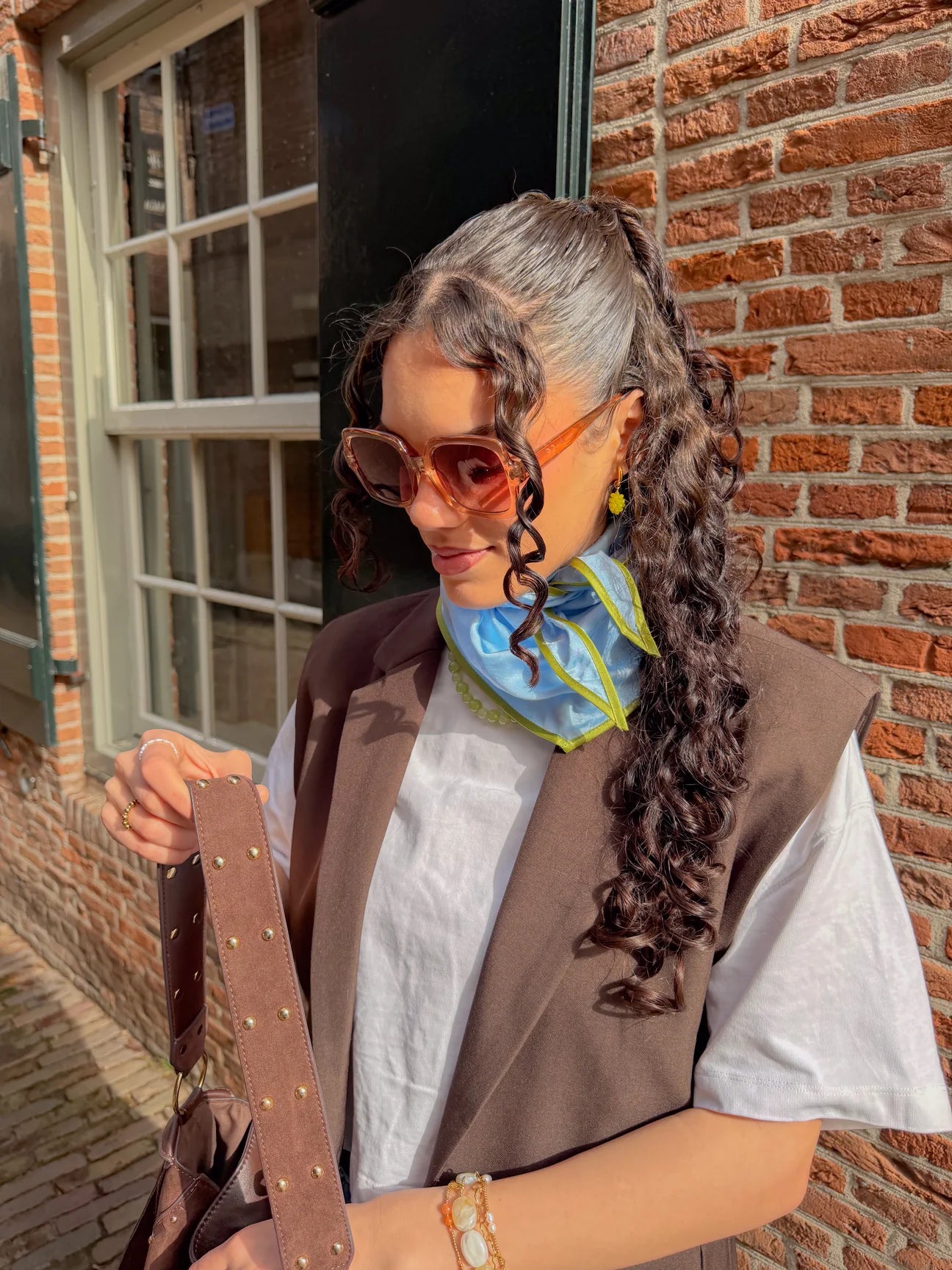 Triangle Scarf - Sky blue Olive