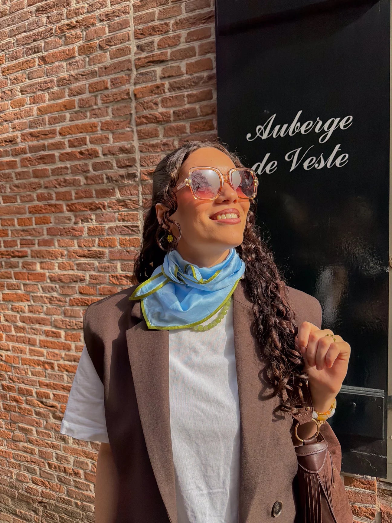 Triangle Scarf - Sky blue Olive
