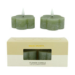 LED Kaars Flower - wit, lila & groen | Home Society