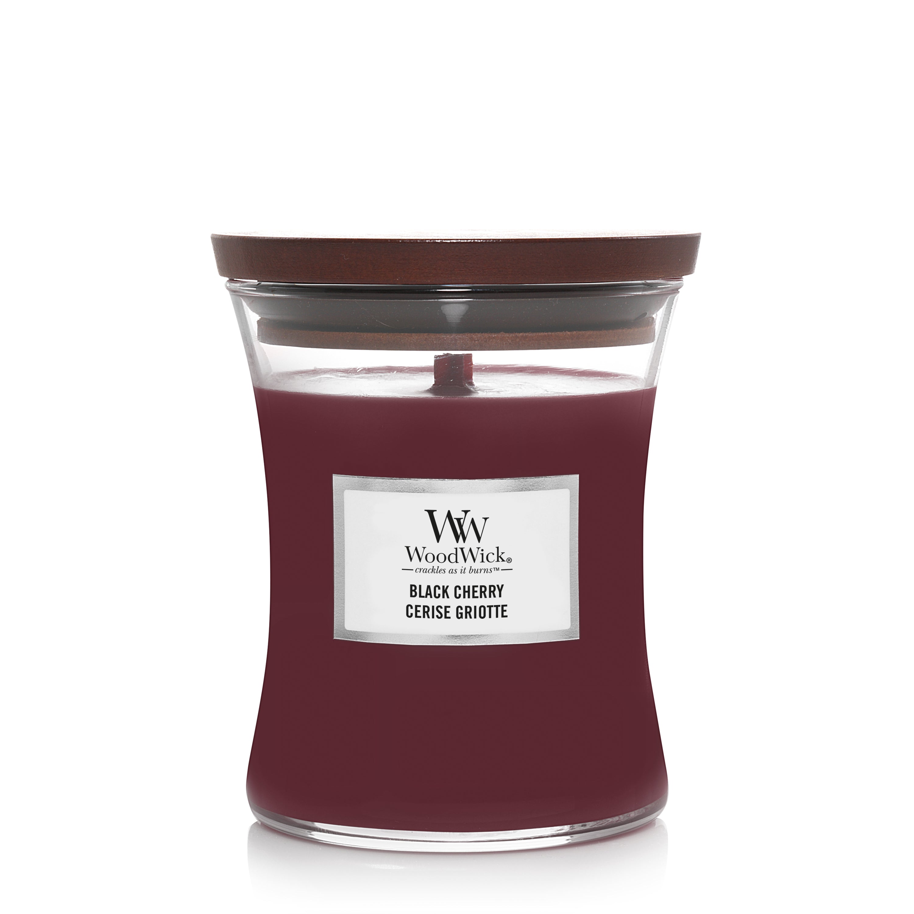 Woodwick Black cherry medium. Geur van de maand februari.