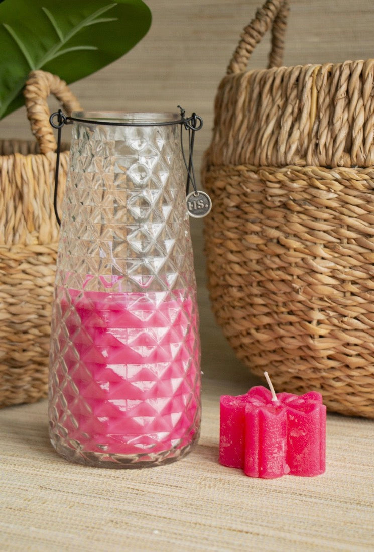 Kaars in glas Vitra fuchsia en lilac