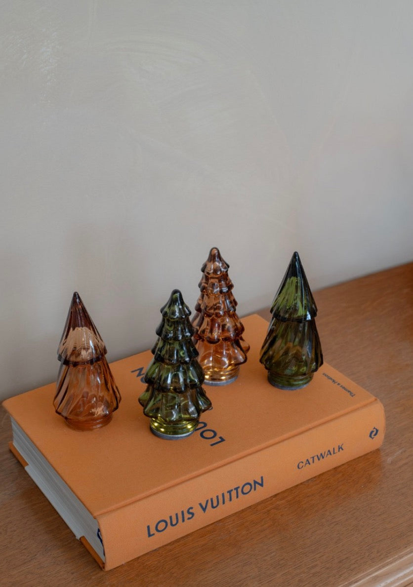 Glazen kerstbomen Lena met LED - Home Society - set van 4