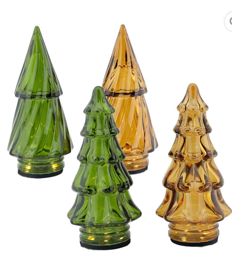 Glazen kerstbomen Lena met LED - Home Society - set van 4
