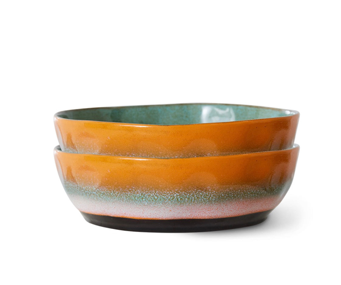 HKliving 70s ceramics -pasta bowls golden hour (set of 2)