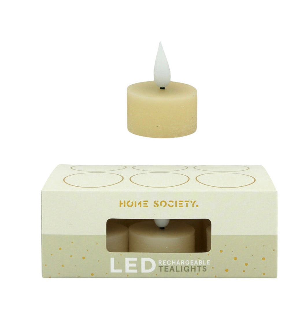 PRE-ORDER | Home Society oplaadbare LED-waxinelichtjes – set van 6