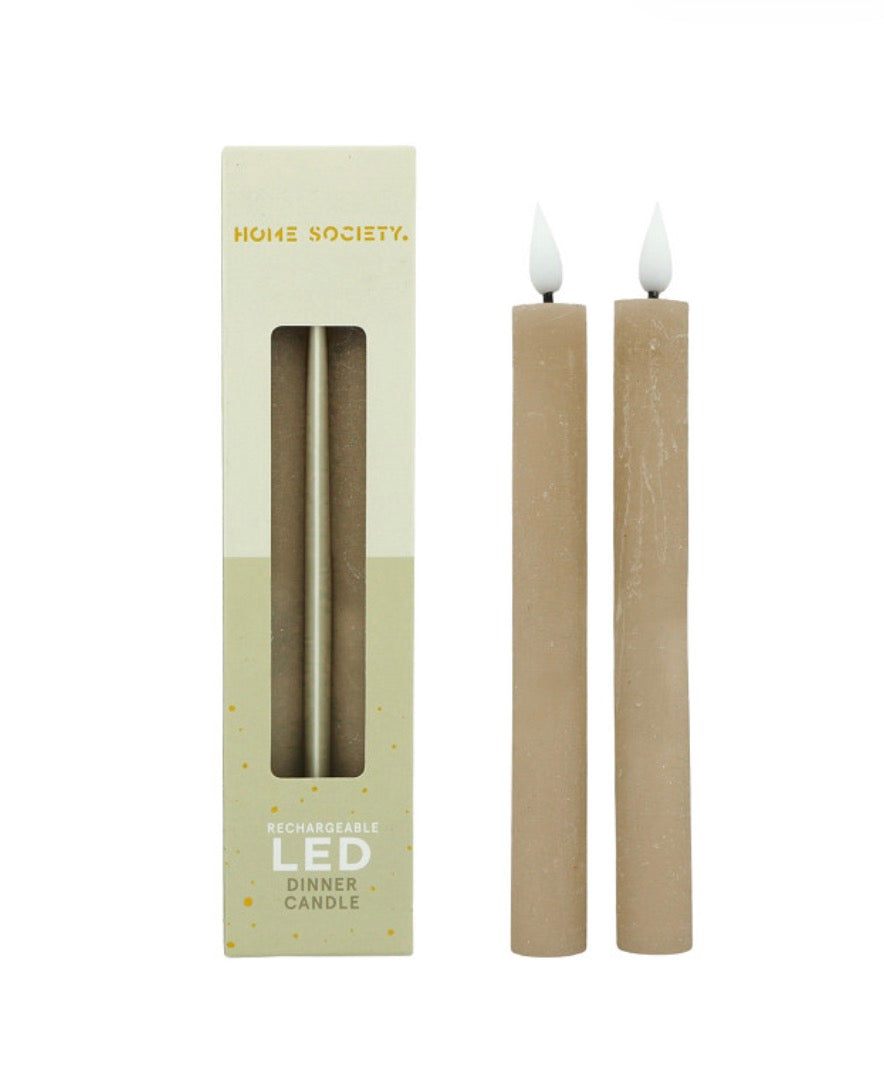 PRE-ORDER | Home Society oplaadbare LED-dinerkaarsen 21 cm – set van 2
