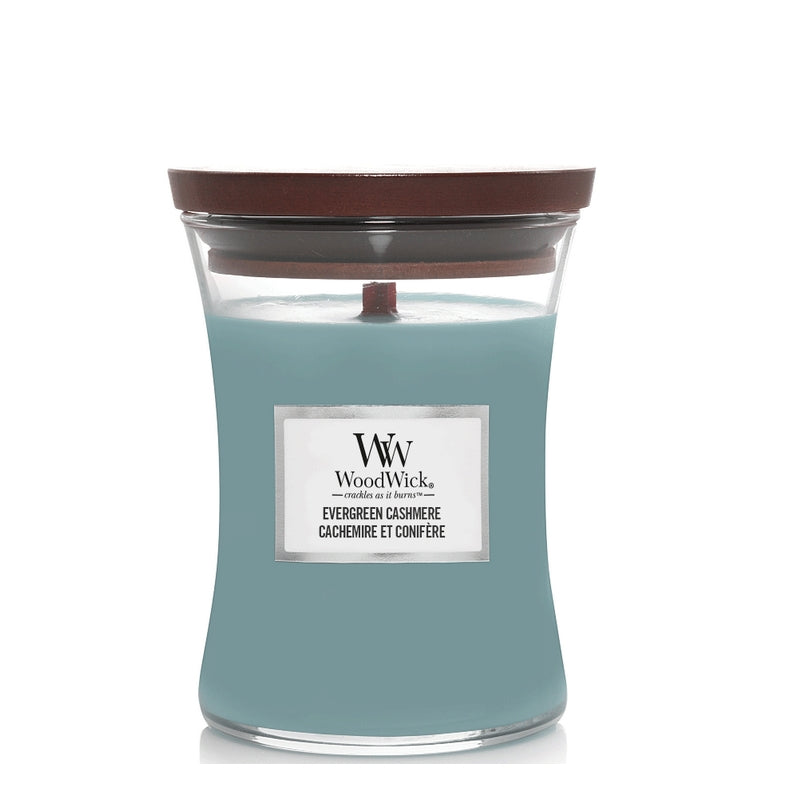 WoodWick Evergreen & Cashmere medium Geur van de maand Januari