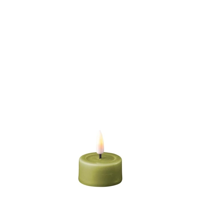LED waxinelichtje Olijf groen set van 2