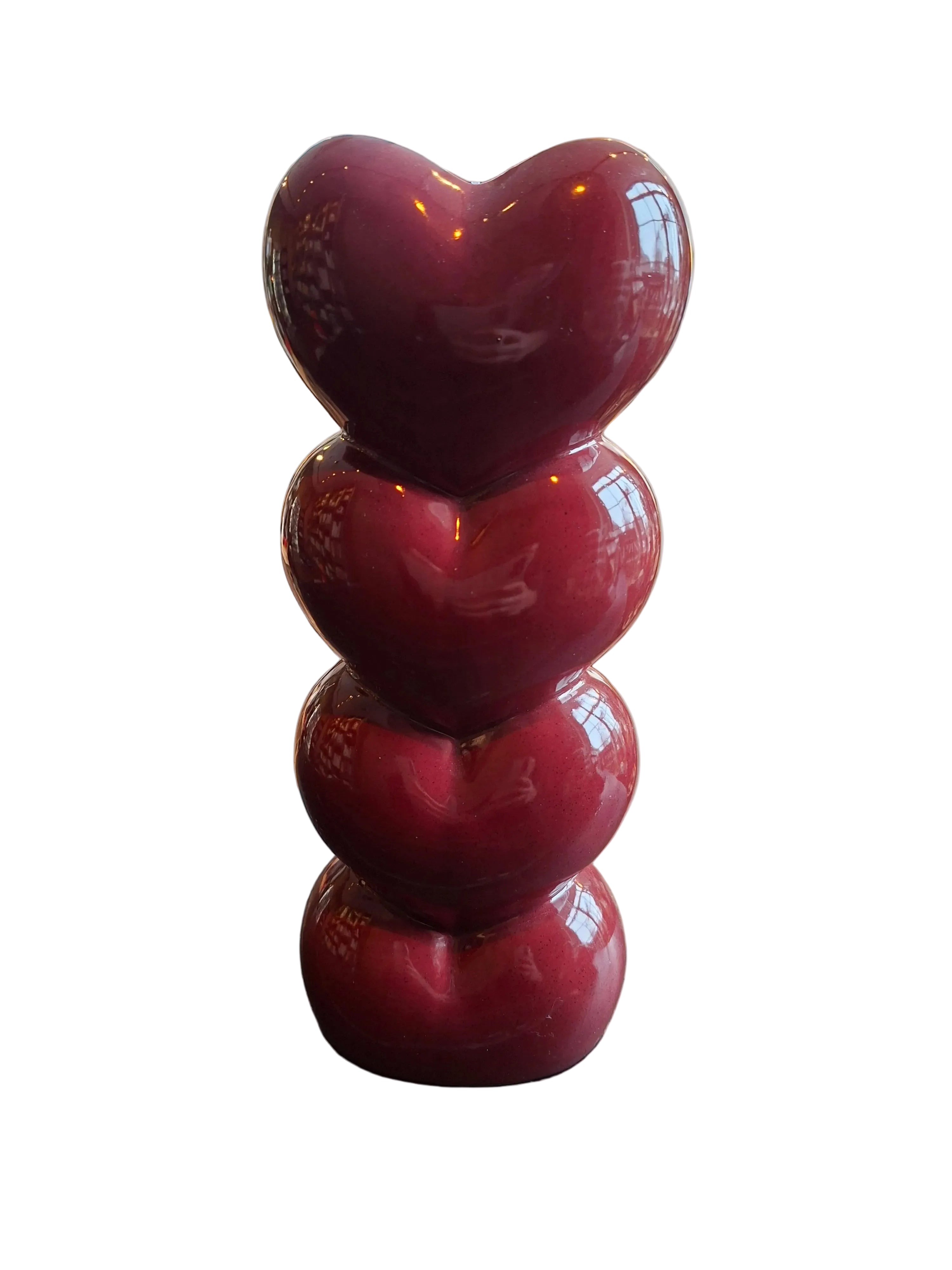 Vaas Bordeaux met hartjes 25 cm