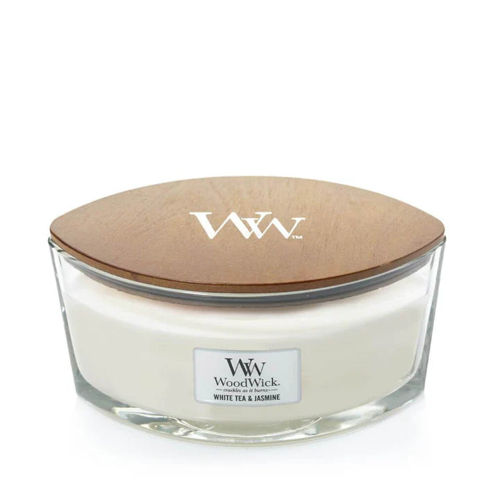Woodwick White tea & jasmine Ellipse Candle